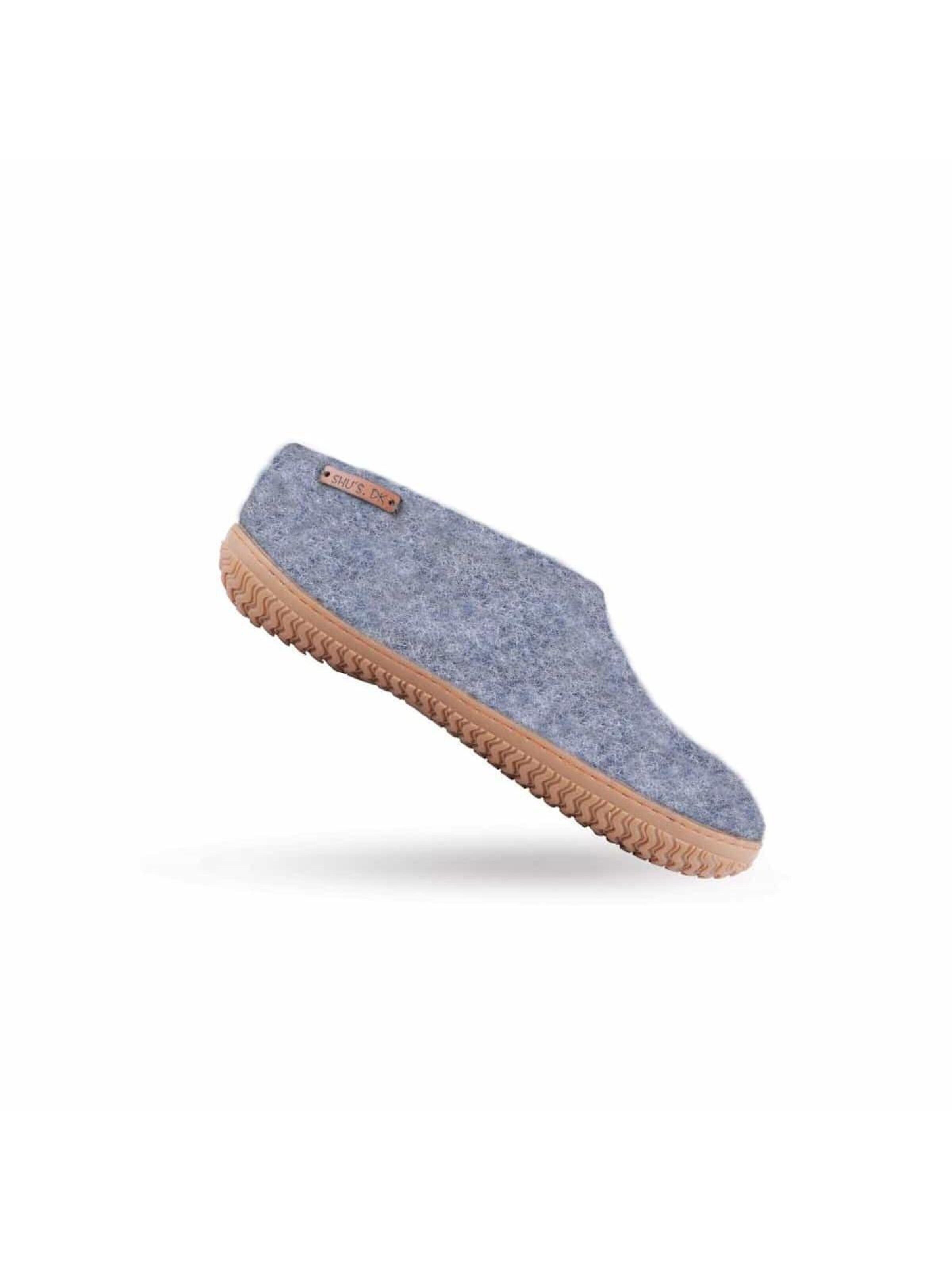 SHUS walk with nature Huisschoen 'Uldhjemmesko (100% ren uld) -m/Gummisål - Dansk Design fra SHUS' in Grijs