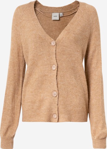 ICHI Knit Cardigan in Beige: front