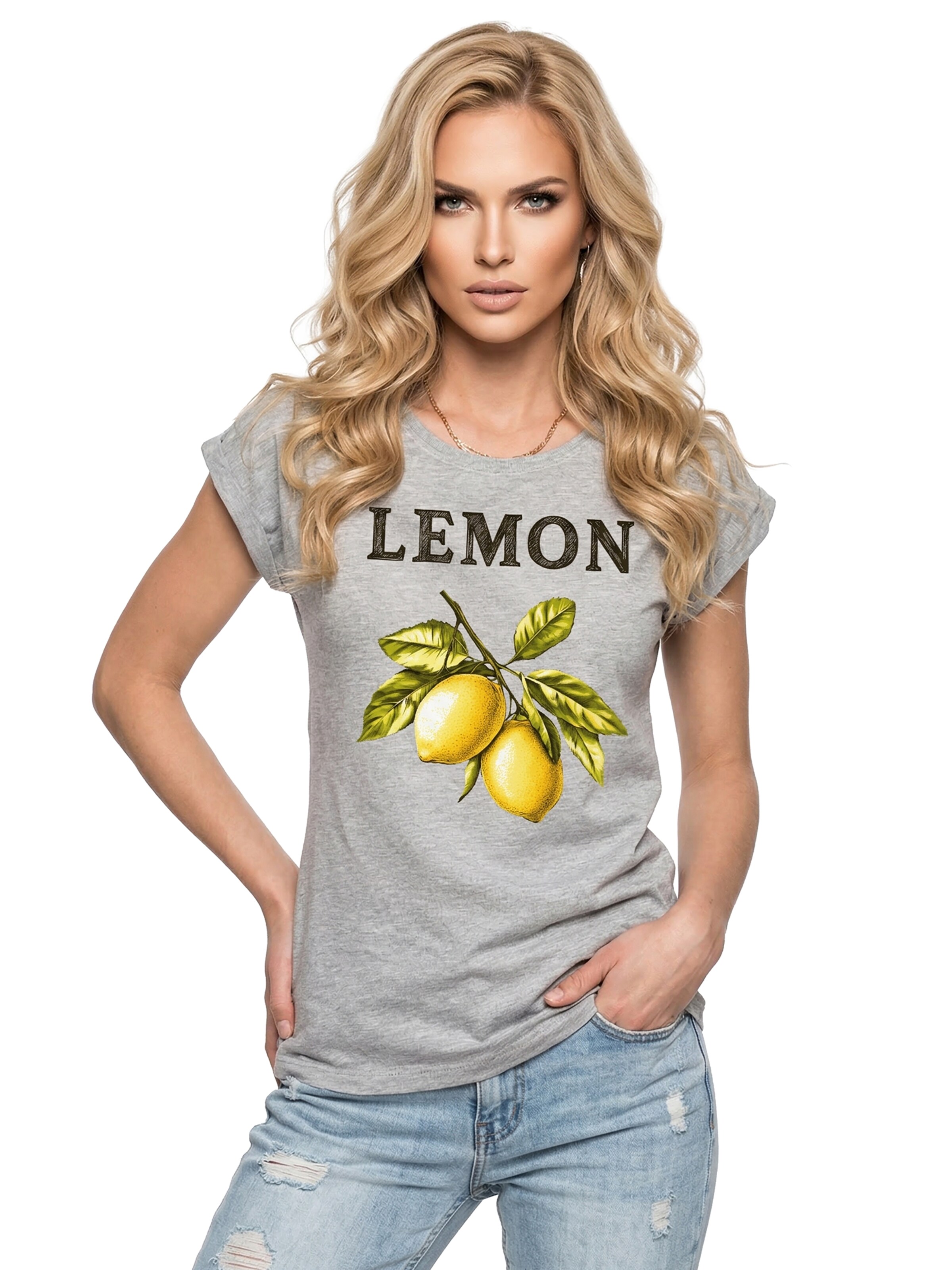 MAKAYA Shirt 'Lemon' in Grey: front