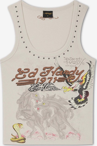 Ed Hardy Top in Grau: Vorderseite