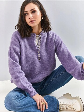 Pullover di Bianco Lucci in lilla: frontale