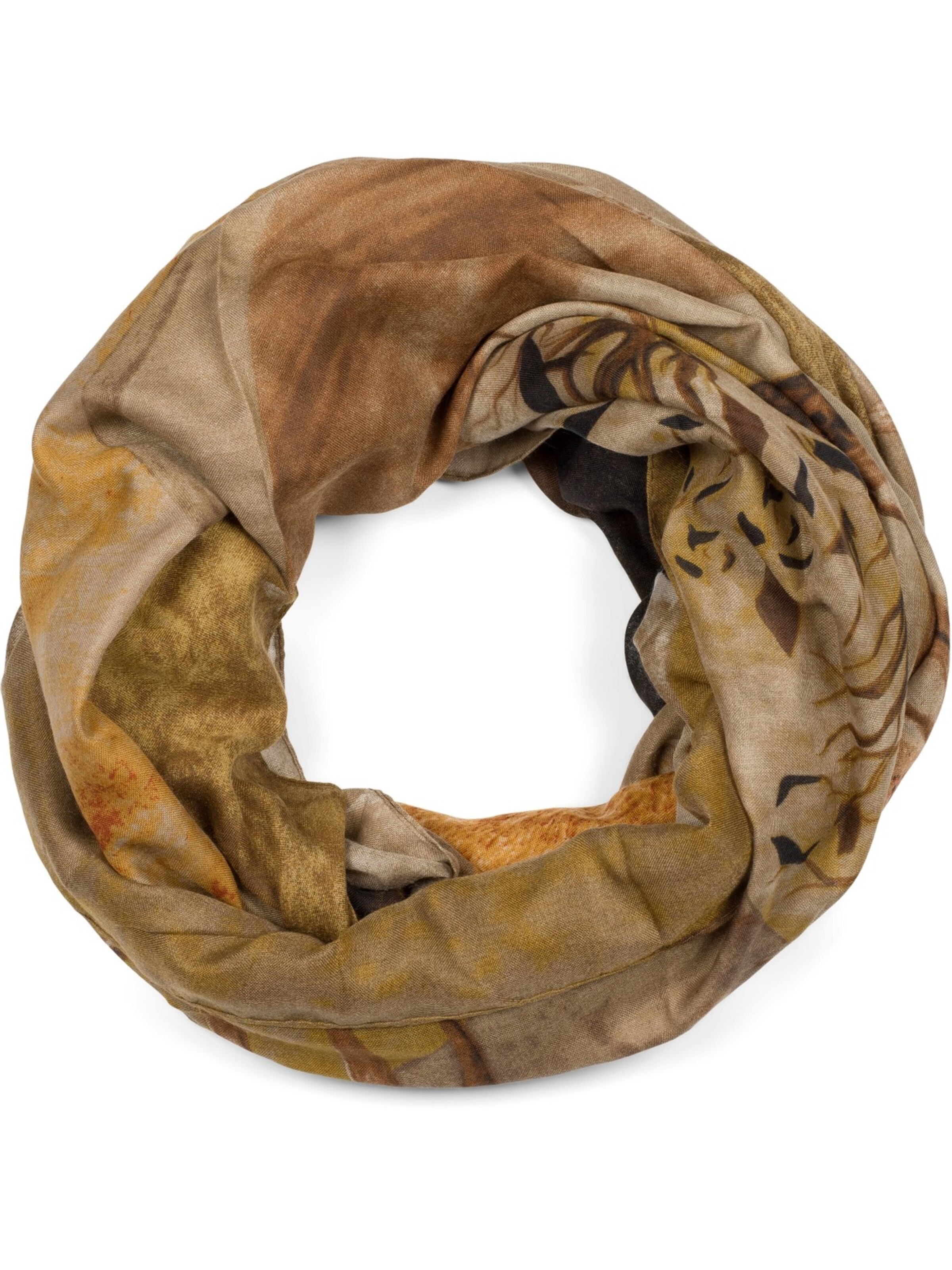 styleBREAKER Schlauchschal 'Loop Schal mit Hirsch Print'‌‌‌‌‌ in Braun: Vorderseite