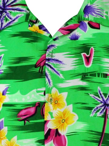 King Kameha Shirt 'Flamingos' in Gelb