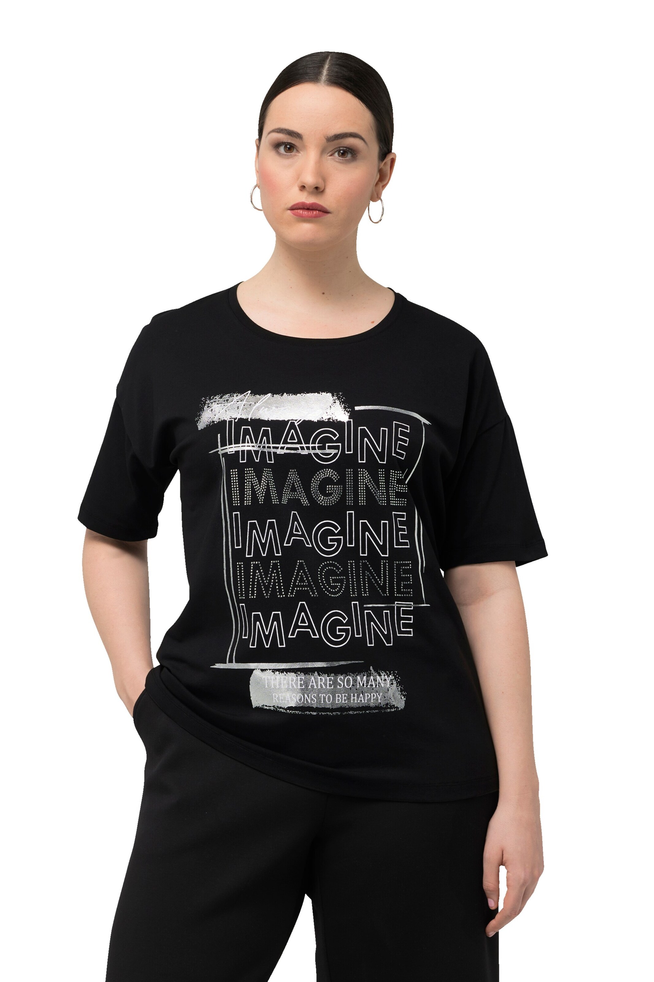 Ulla Popken Shirt in Zwart: voorkant