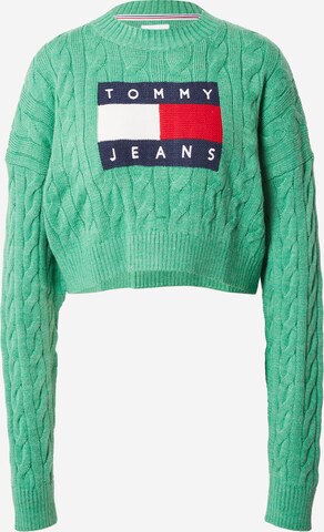 Tommy Jeans Svetr – zelená: přední strana