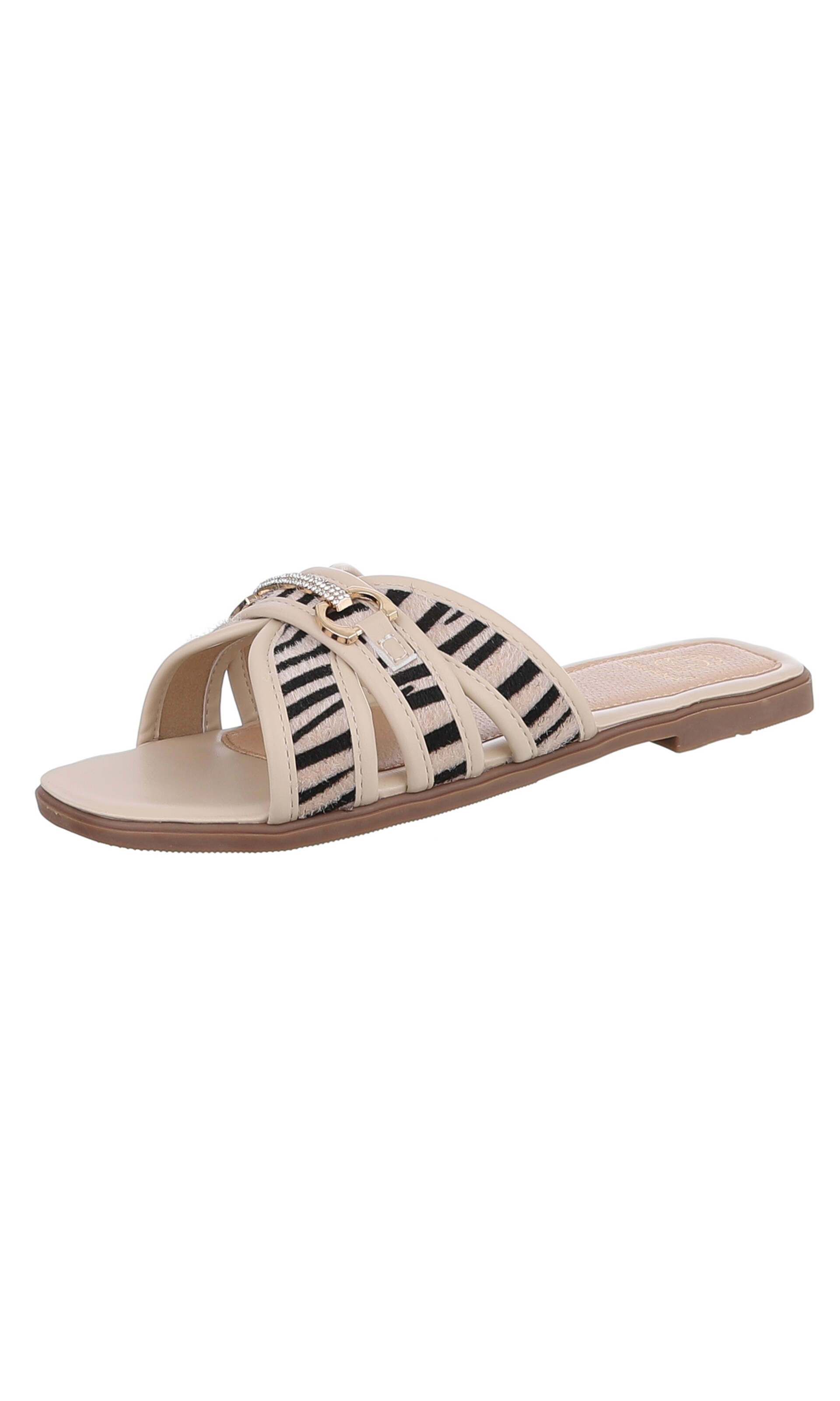 Ital-Design Pantolette in Beige: Vorderseite