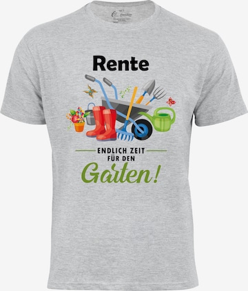 Cotton Prime Shirt 'Rente - Endlich Zeit für den Garten' in Grijs: voorkant