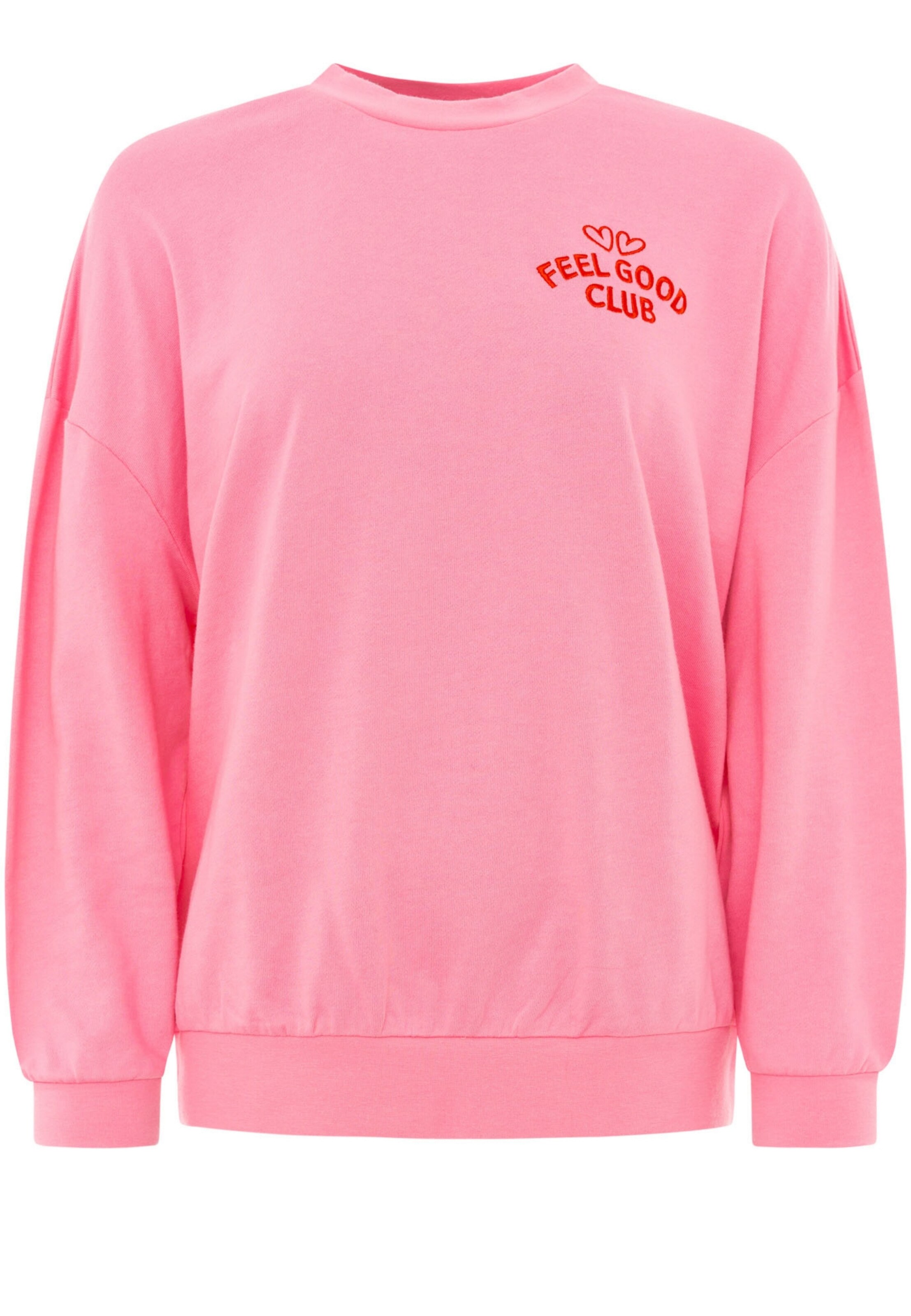 Zwillingsherz Sweatshirt 'FEEL GOOD CLUB' in Roze: voorkant