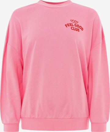 Zwillingsherz Sweatshirt 'FEEL GOOD CLUB' in Roze: voorkant