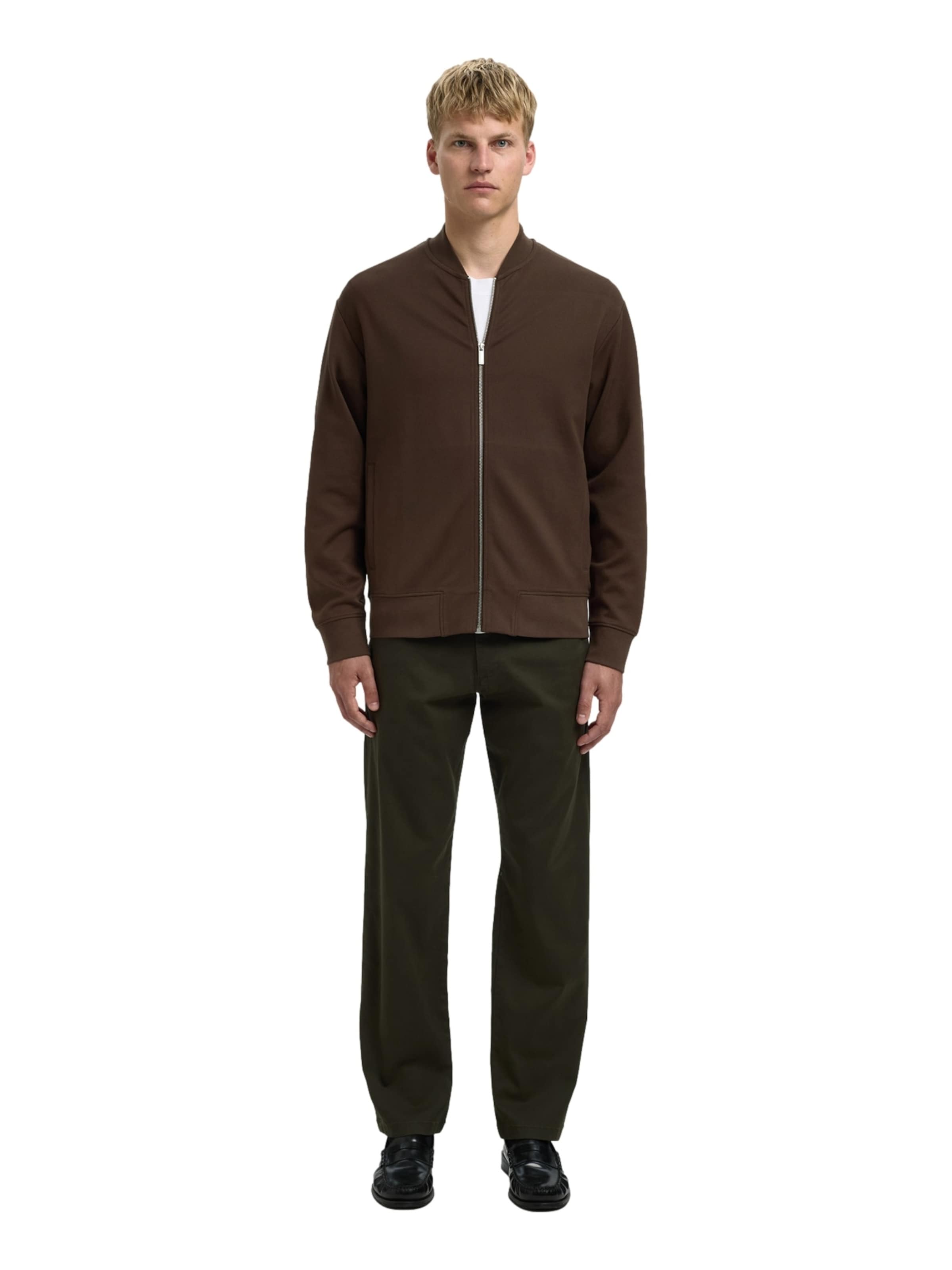 SELECTED Sweatjacka 'SLHMack' i brun