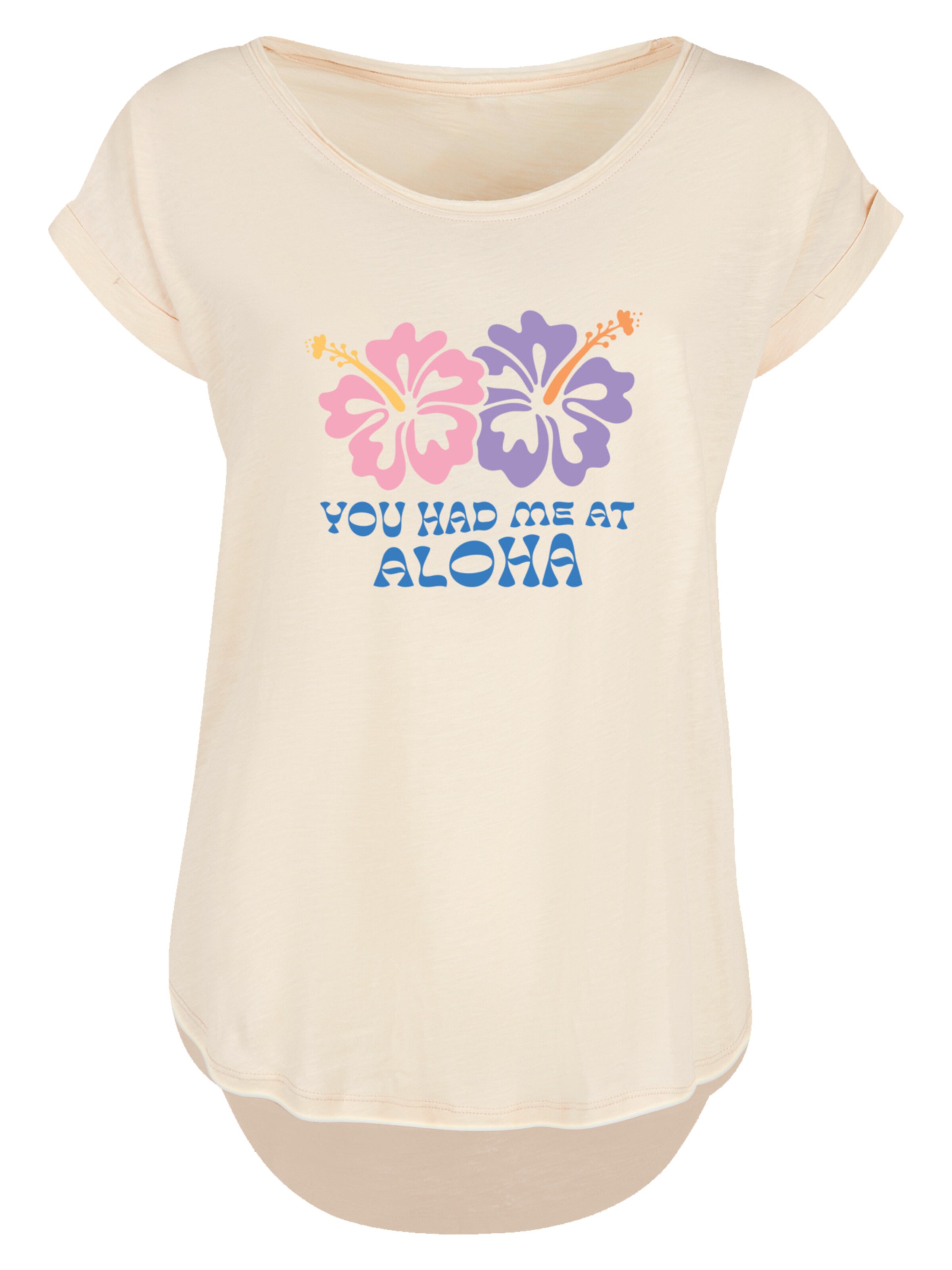 T-shirt 'You Had Me At Aloha' F4NT4STIC en beige : devant