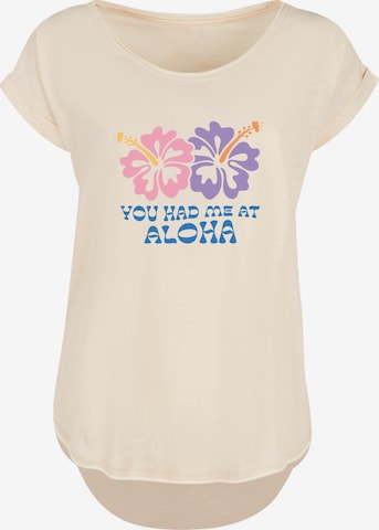 T-shirt 'You Had Me At Aloha' F4NT4STIC en beige : devant