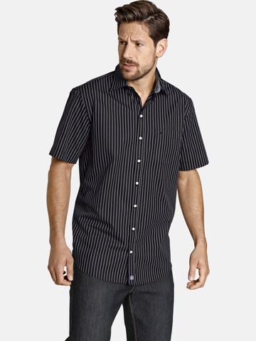 Jan Vanderstorm Comfort fit Button Up Shirt ' Perttu ' in Black: front