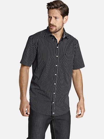 Jan Vanderstorm Comfort fit Button Up Shirt ' Perttu ' in Black: front