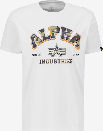 ALPHA INDUSTRIES Shirt 'College Camo' in Weiß: predná strana