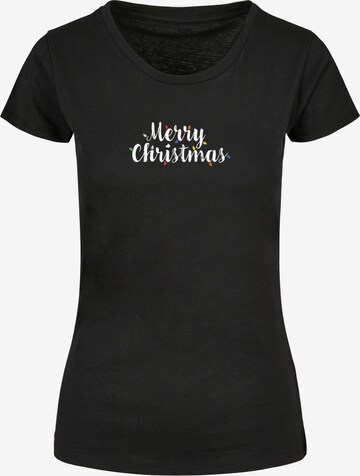 Merchcode Shirt 'Merry Christmas Lights' in Zwart: voorkant