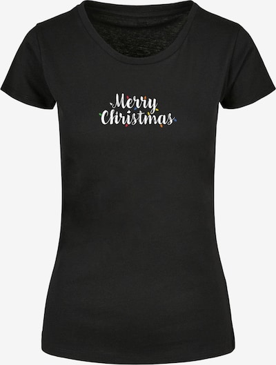 Merchcode T-shirt 'Merry Christmas Lights' en noir / blanc, Vue avec produit