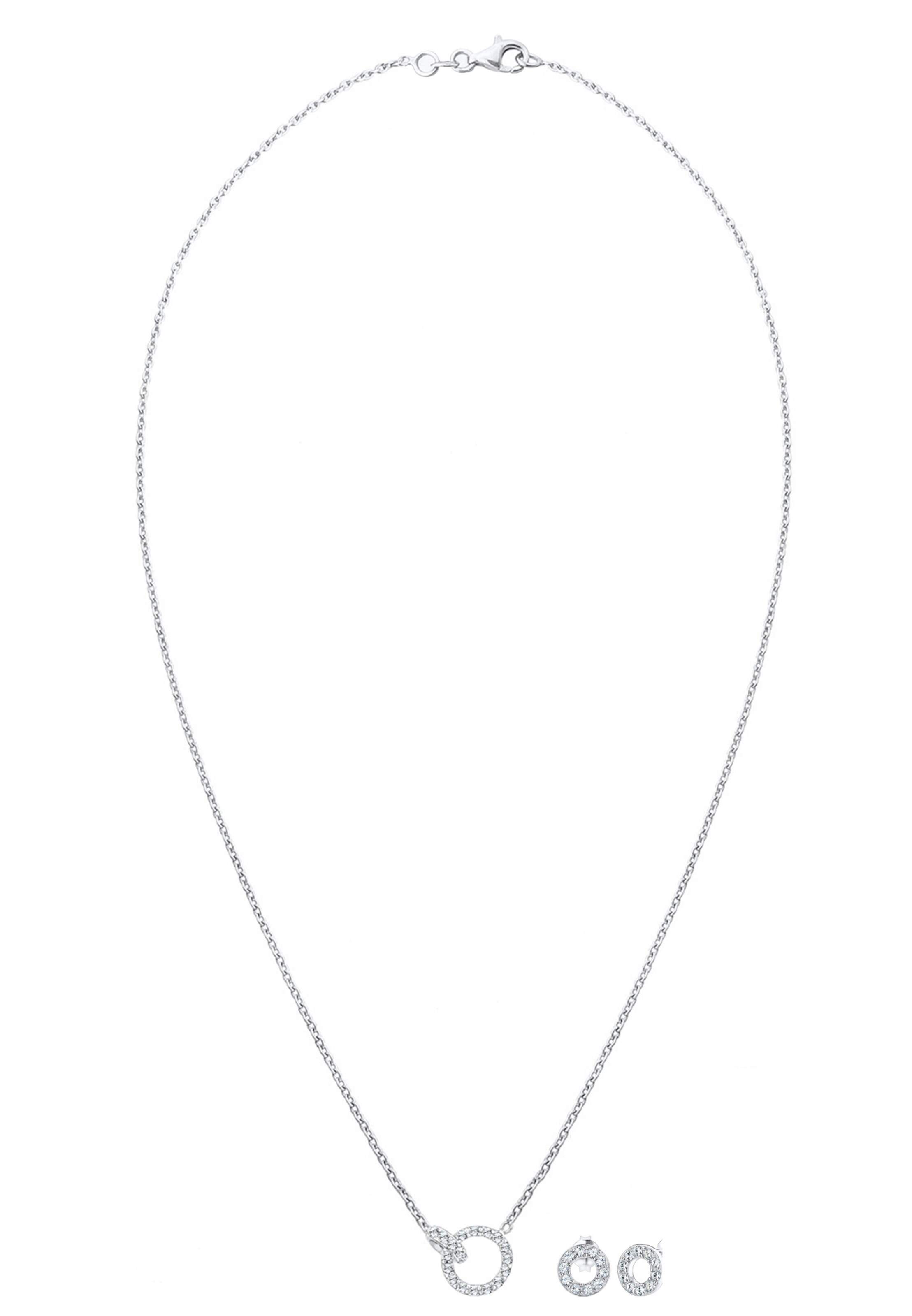 ELLI Jewelry set 'Kreis, Kristall' in Silver