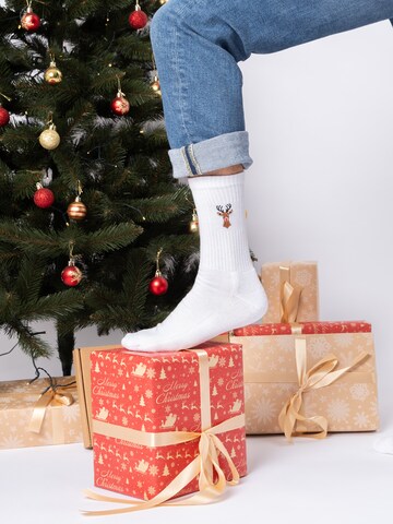 Occulto Socks 'Christmas Claus' in White: front