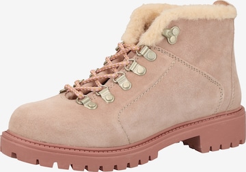 Darkwood Lace-Up Ankle Boots in Pink: front