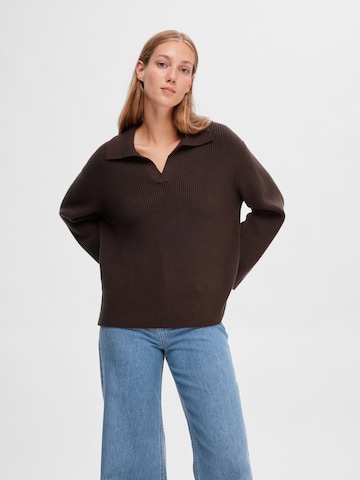 SELECTED FEMME Sweater 'Hilma' in Brown: front