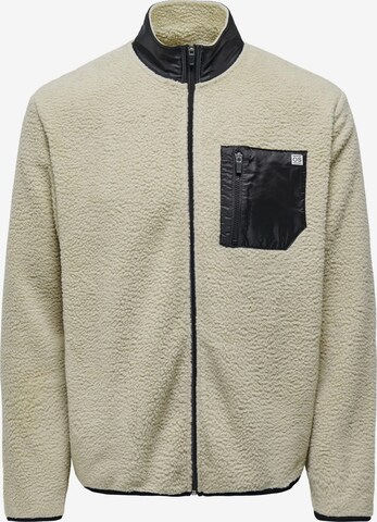 Only & Sons Fleecejacka 'Just' i beige: framsida