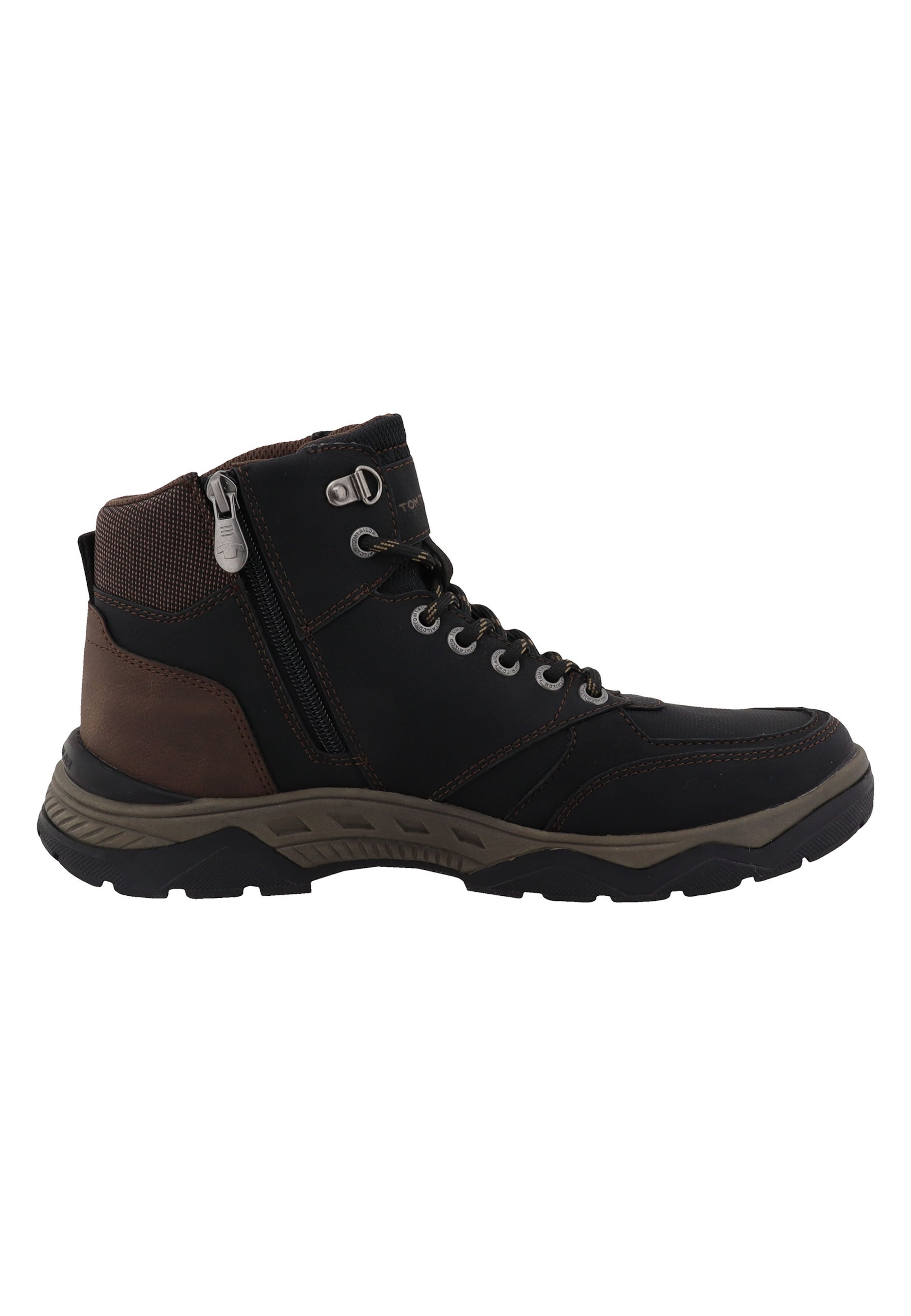 TOM TAILOR - Botas com atacadores em preto: frente