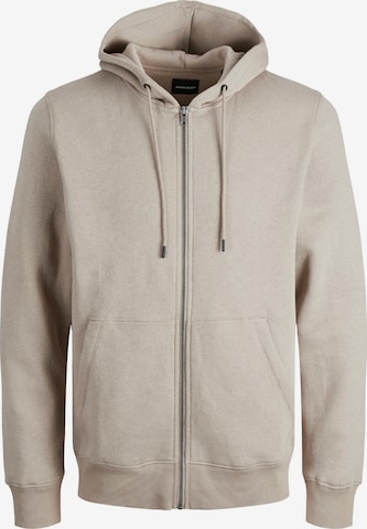 JACK & JONES Zip-Up Hoodie 'Bradley' in Beige: front
