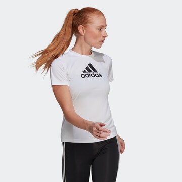 ADIDAS SPORTSWEAR Performance Shirt 'Primeblue Designed 2 Move Logo' in White: front