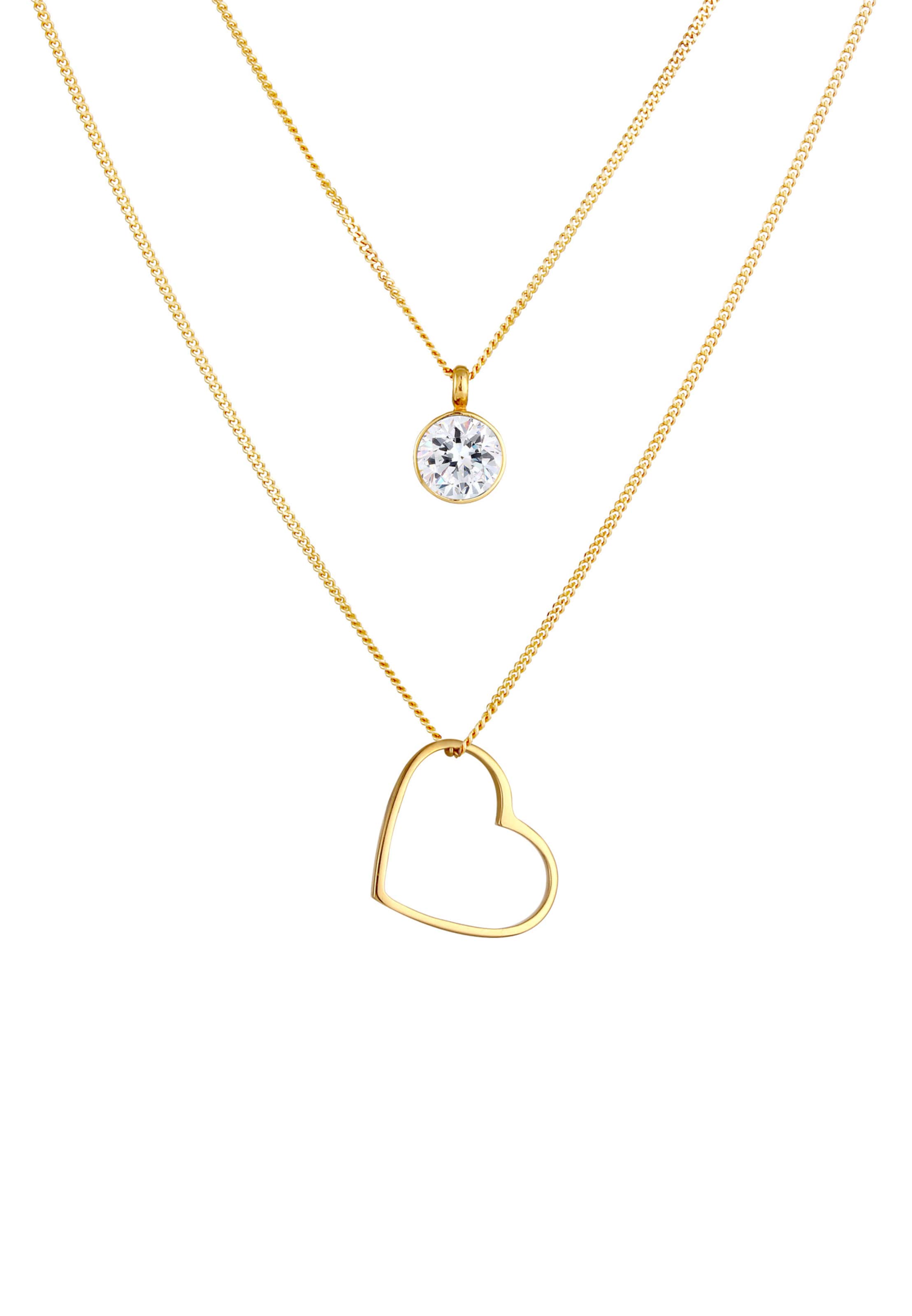 ELLI Halskette Herz, Layer in Gold: Vorderseite