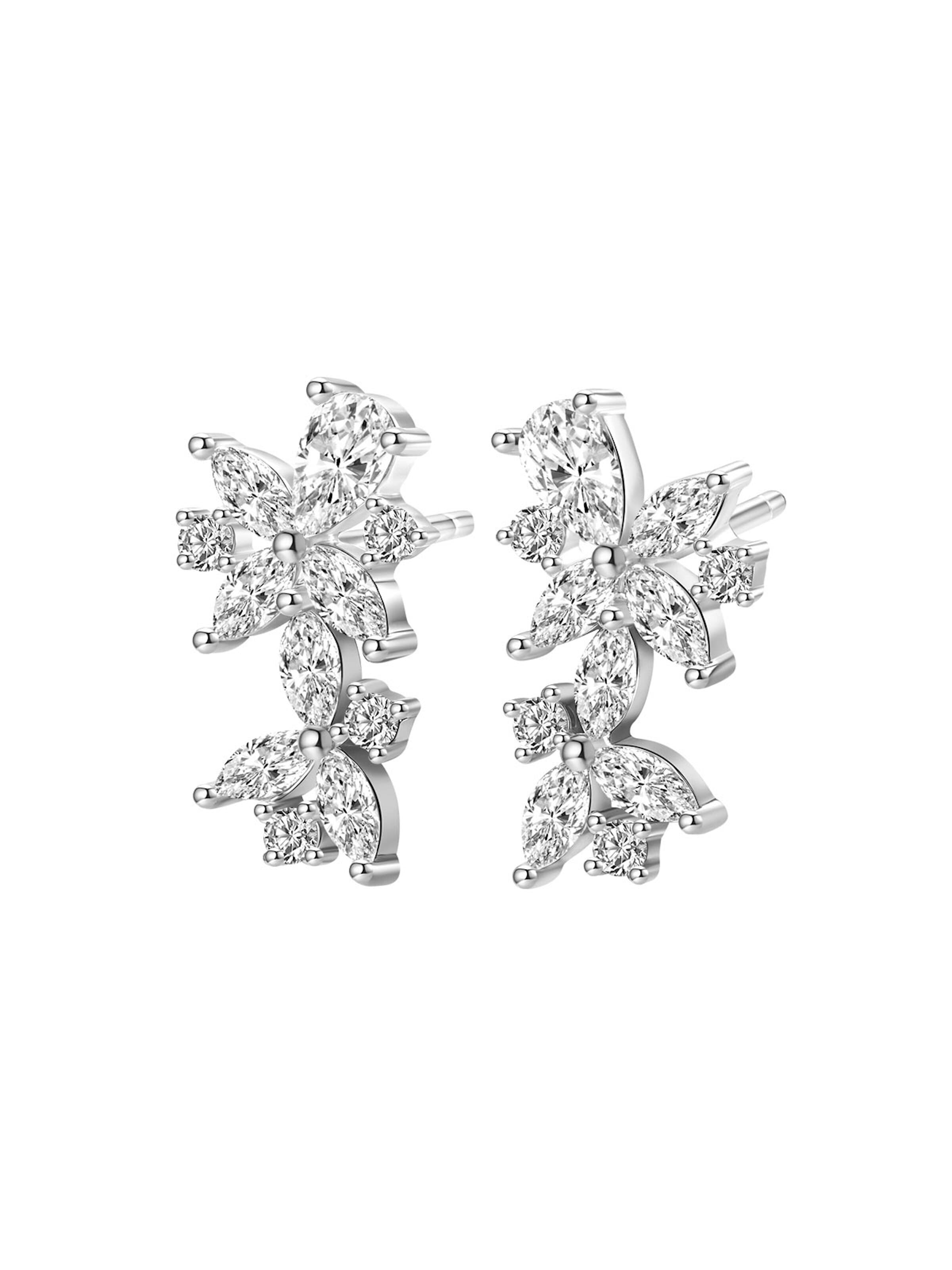 Hey Happiness Ohrringe 'Marquise Flower'‌ in Silber