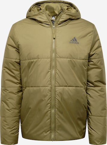 ADIDAS SPORTSWEAR Sports jacket 'Bsc 3-Stripes Insulated' in Green: front