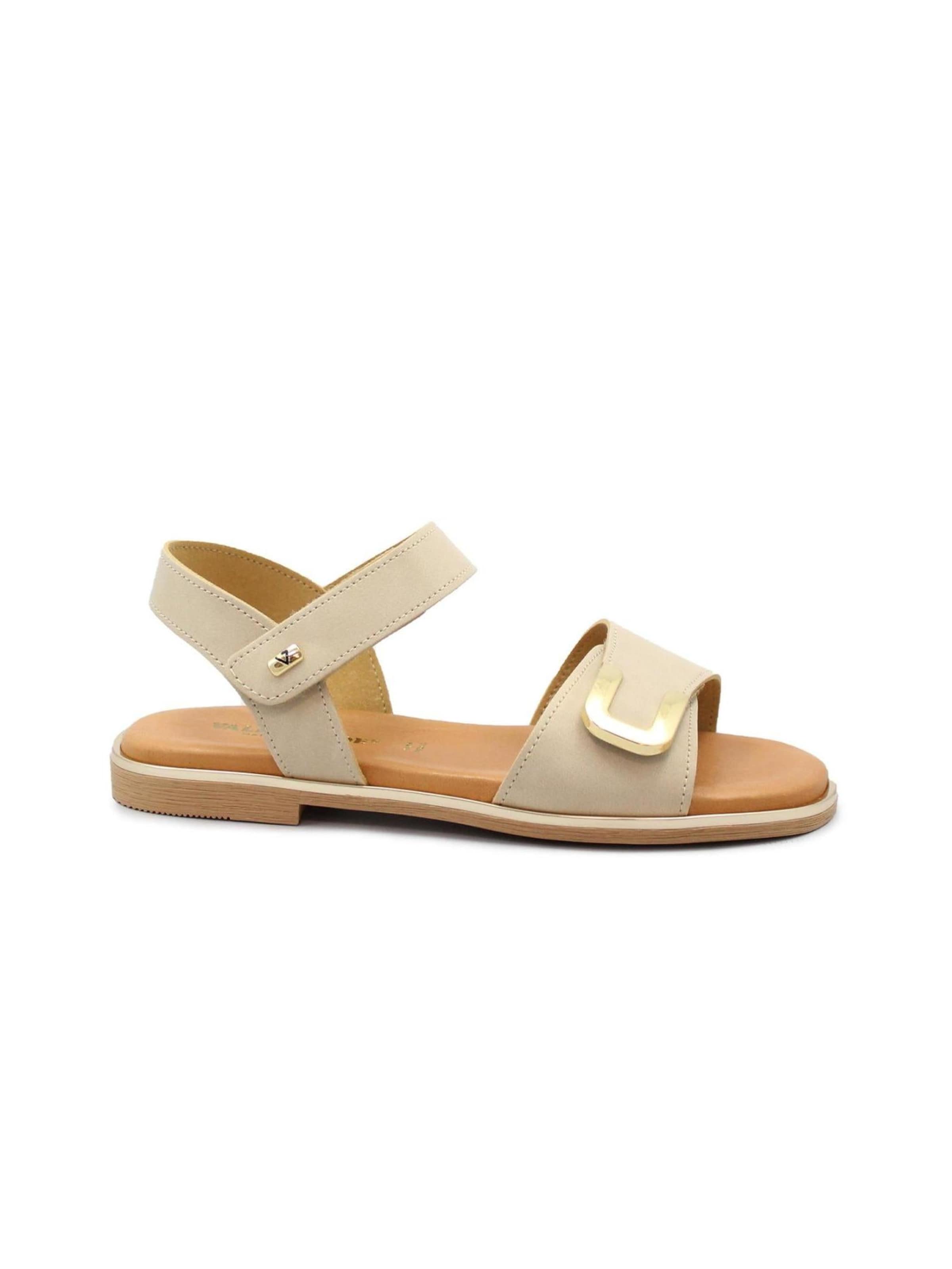 Valleverde Sandalen met riem in Beige: voorkant