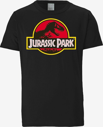 LOGOSHIRT T-Shirt 'Jurassic Park Logo' in Schwarz: predná strana