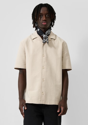 QS Regular Fit Hemd in Beige: Vorderseite