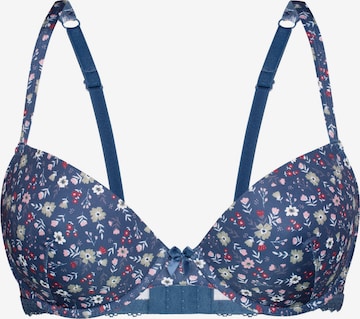 sassa T-shirt Bra 'PRINT ARRANGEMENT' in Blue: front