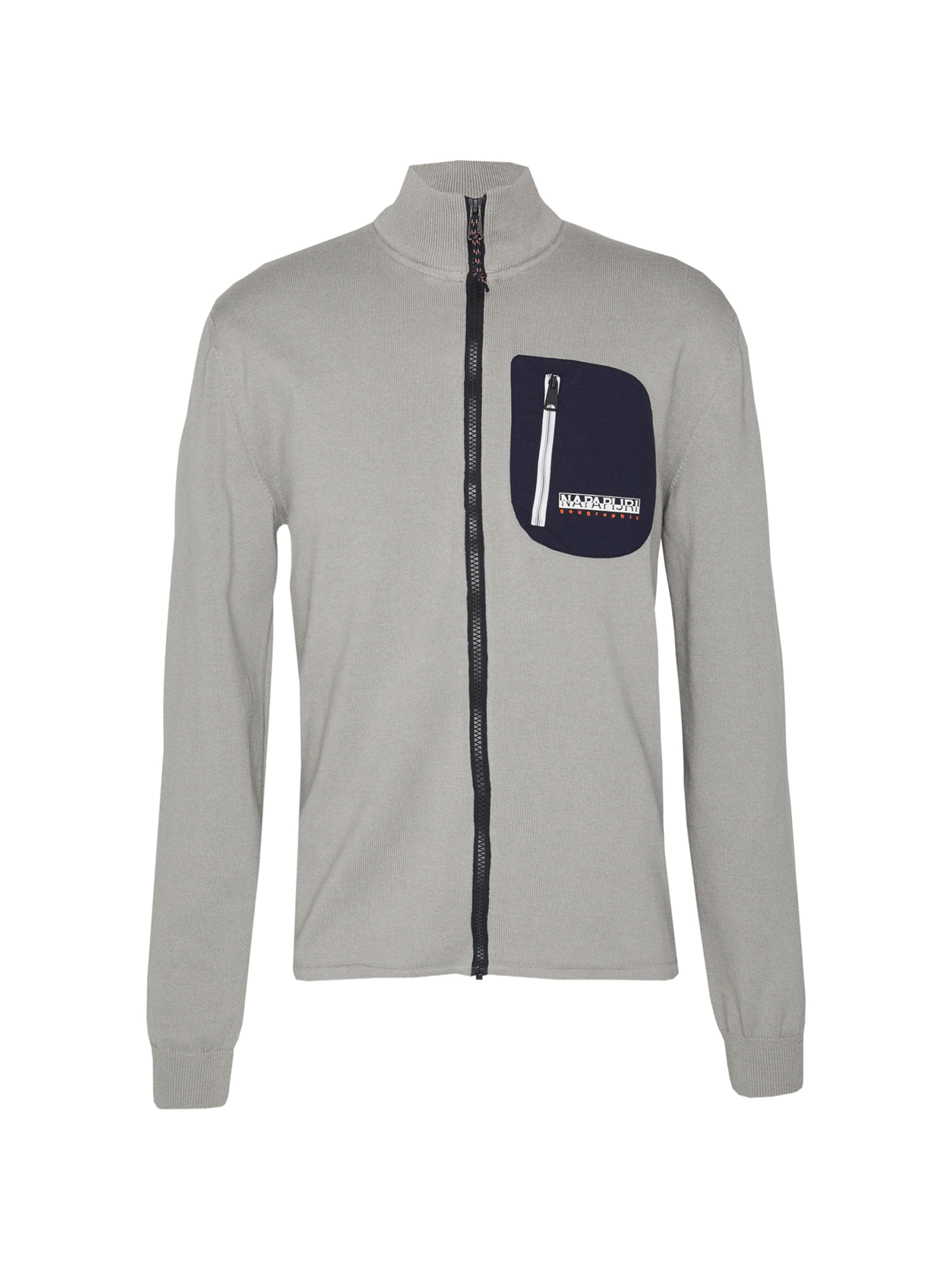 NAPAPIJRI Vestes en maille &#x27;D-HURON&#x27; en bleu marine / gris / blanc, Vue avec produit