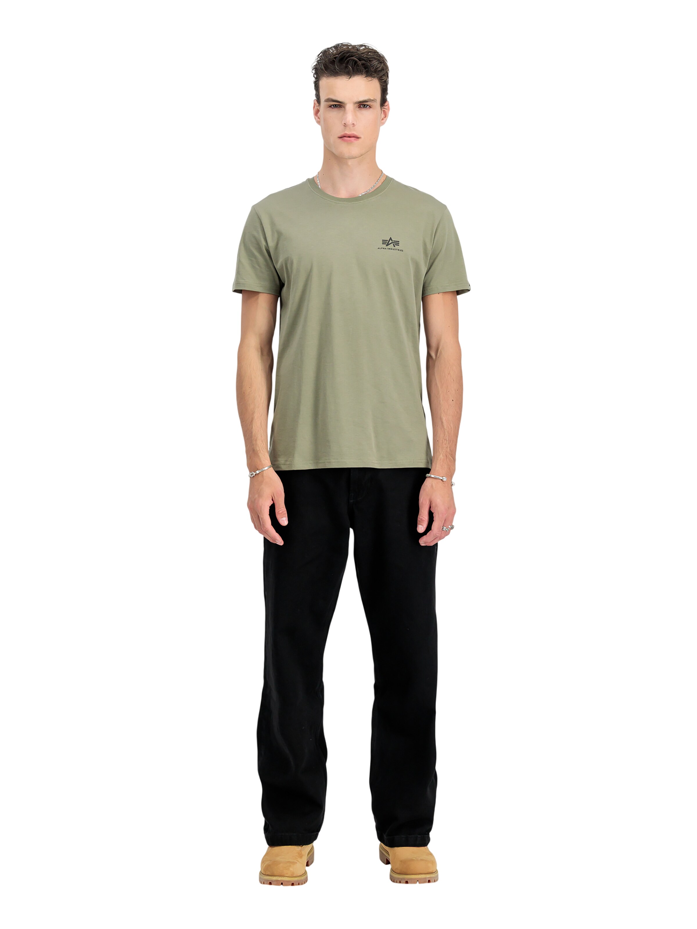 ALPHA INDUSTRIES Shirt 'Basic Small Logo'‌‌‌‌‌‌‌ in Grün