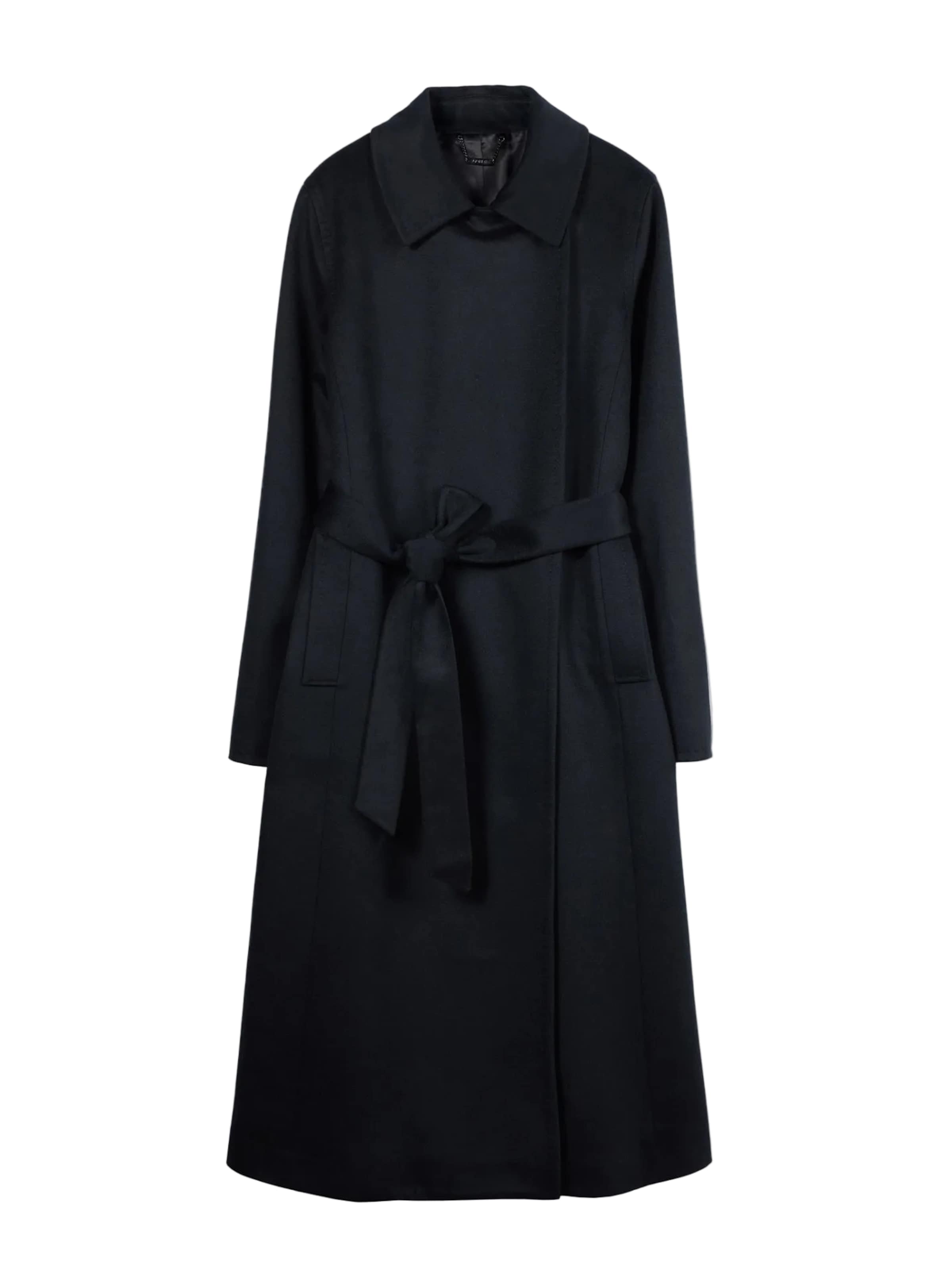 GOBI Cashmere Between-Seasons Coat 'Cashmere Wrap Coat with Belt' in Black: front