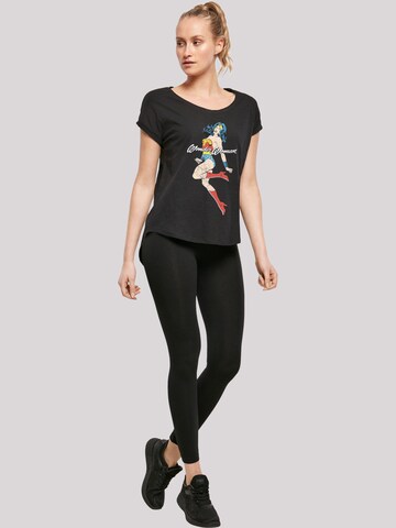 F4NT4STIC Shirt 'DC Comics Wonder Woman Jump' in Zwart