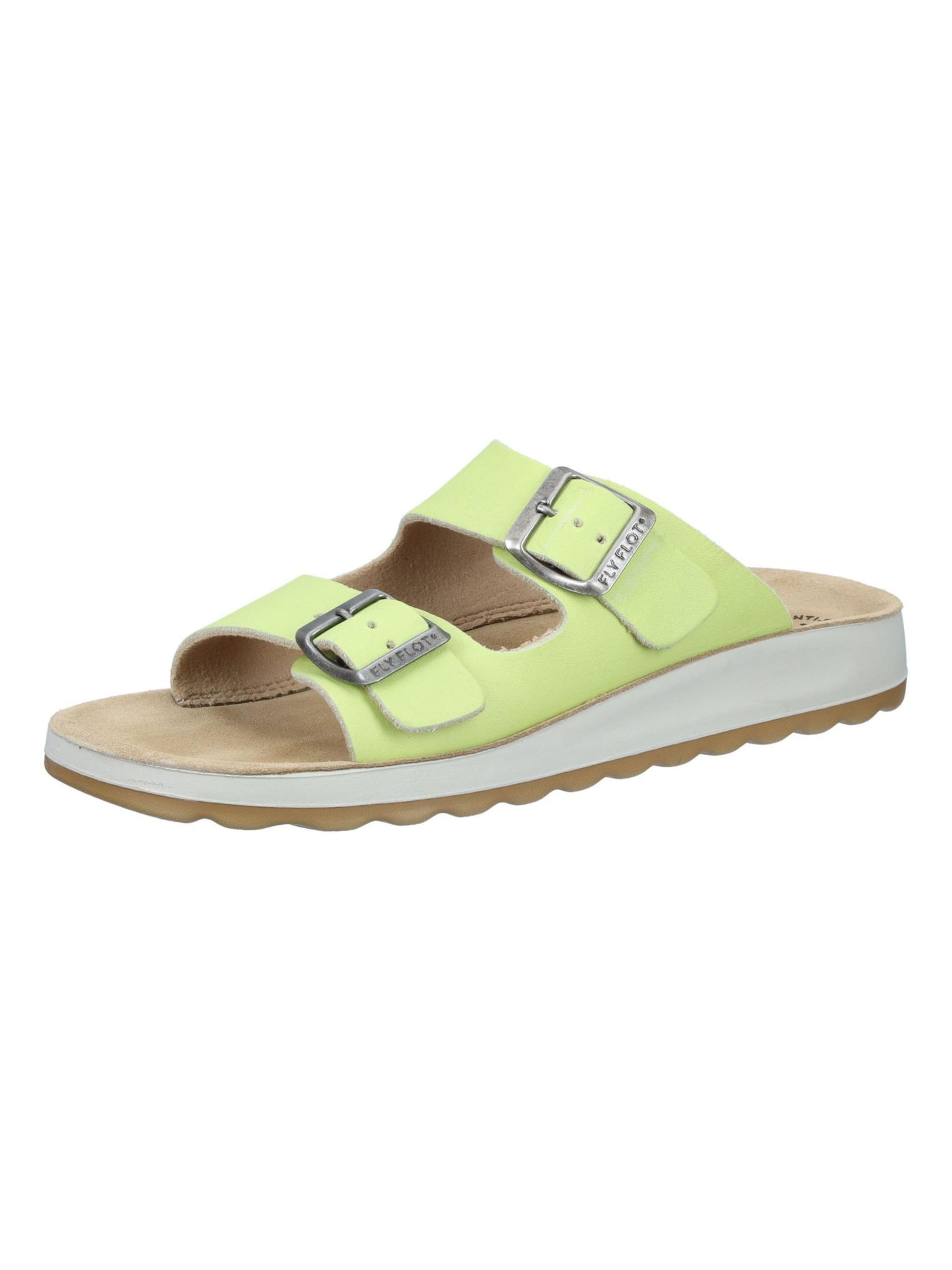 FLY FLOT Mules in Green: front