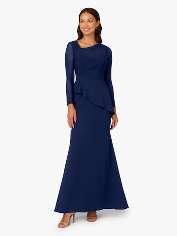 Adrianna Papell Evening dress 'Knit Crepe Combo Mesh Gown' in Blue: front