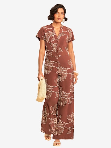 Tuta jumpsuit di love & roses in marrone: frontale