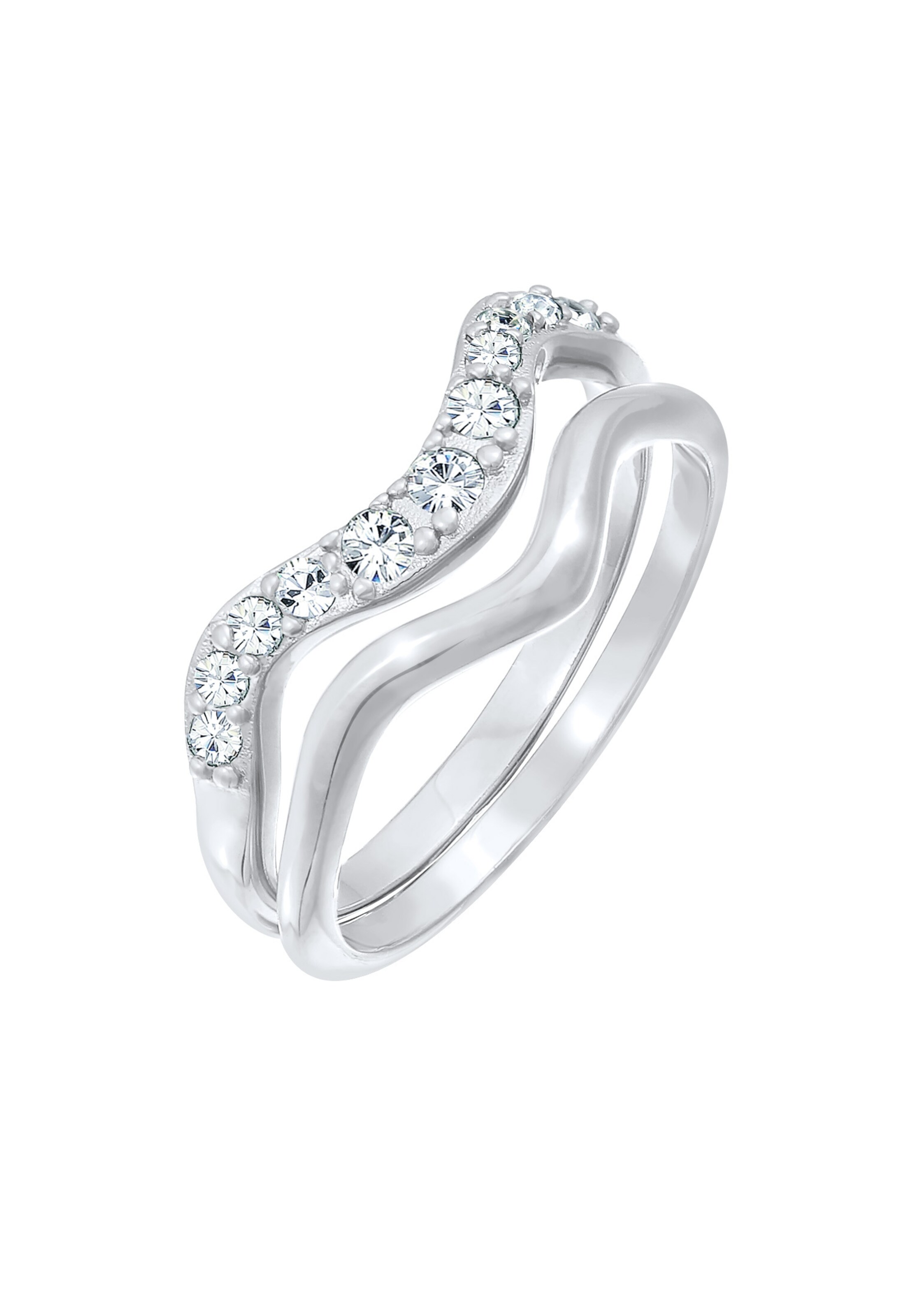 ELLI Ring Kristall Ring, Ring Set in Silber: Vorderseite