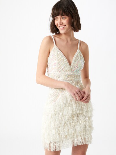 A STAR IS BORN Robe de cocktail en argent / blanc, Vue avec modèle