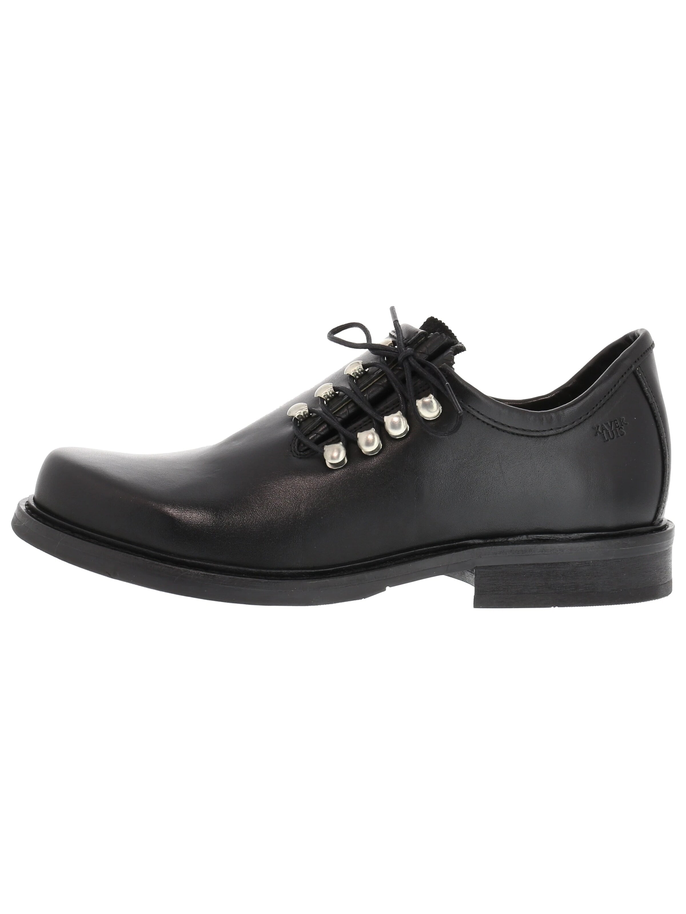 XAVER LUIS Schuhmanufaktur Trachtenschuh 'FRANZ'‌‌‌‌ in Schwarz: Vorderseite