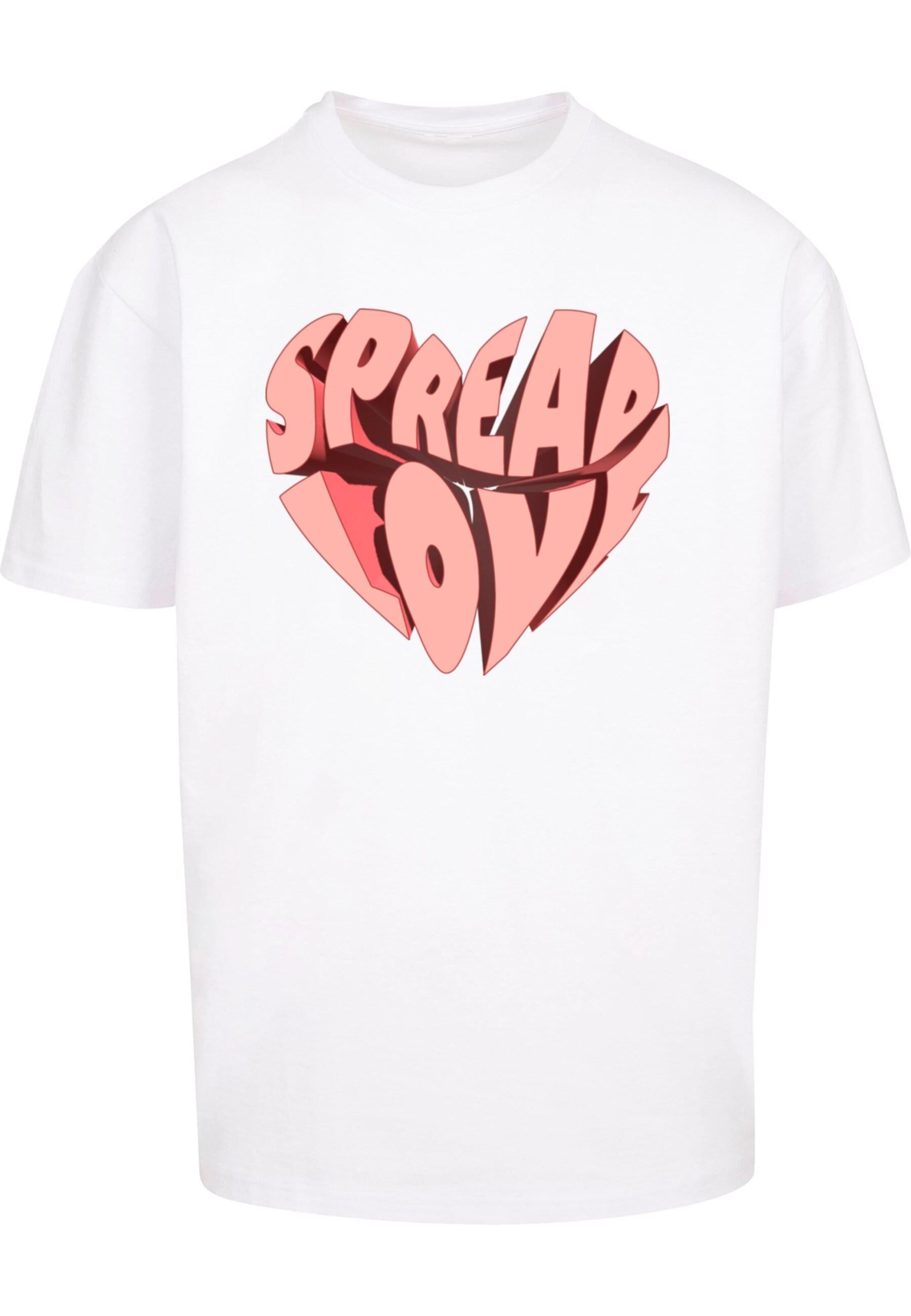 Merchcode Shirt 'Hugs & Love - Spread Love' in Wit: voorkant