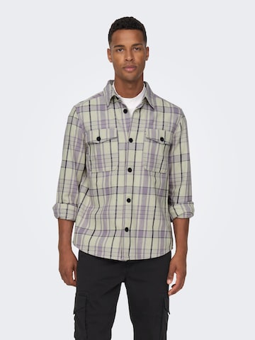 Only & Sons Regular fit Button Up Shirt 'Milo' in Purple: front