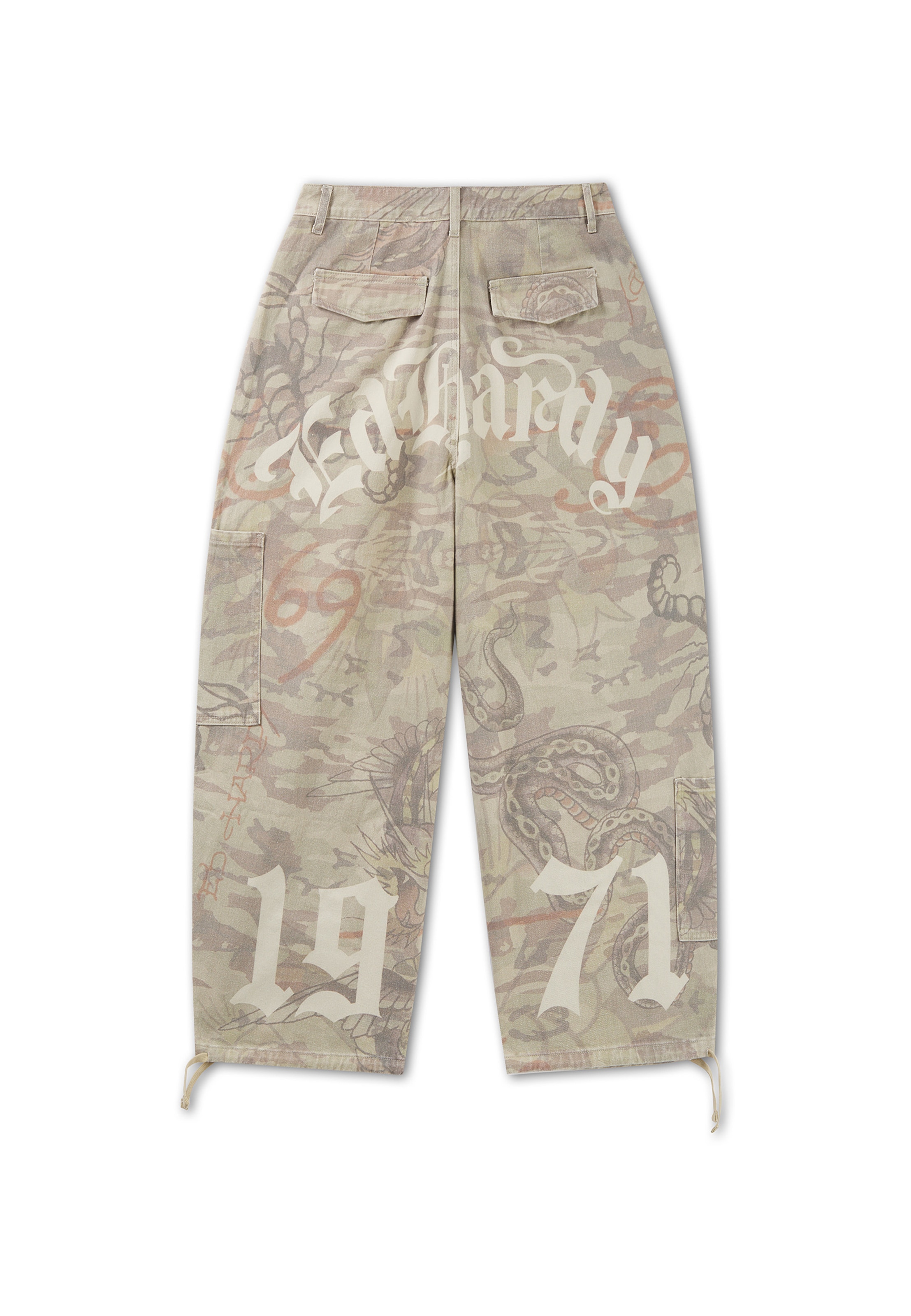 Wide leg Pantaloni de la Ed Hardy pe bej