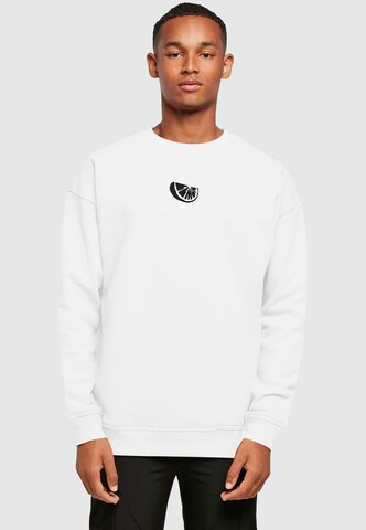 Merchcode Sweatshirt 'Lemon Contour' in Wit: voorkant